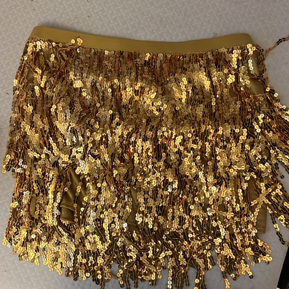 A gold “costume” skirt (size medium) lightly used. Worn once